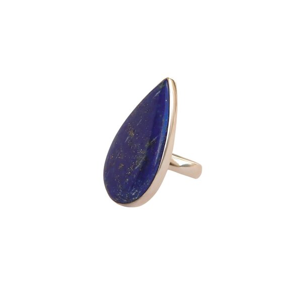 Genuine Lapis Lazuli Pear Cut Statement Ring in 925 Sterling Silver - Picture 4 of 7